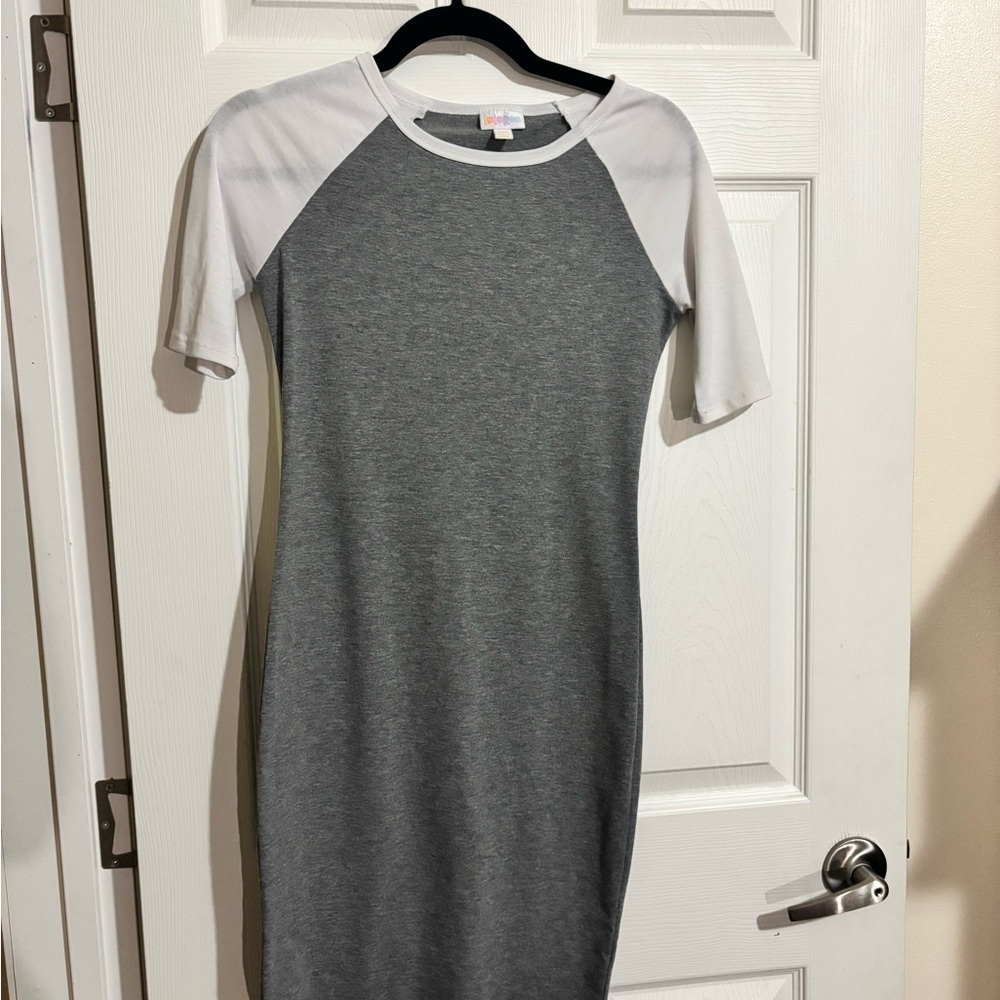 LuLaRoe Gray and White Dress